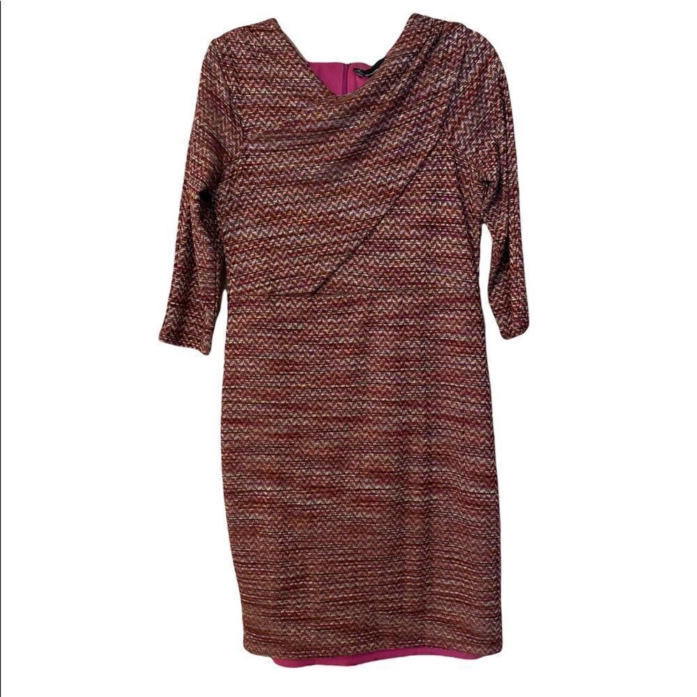 NWT Chetta B Woman’s Plus Geometric Print 3/4 Sleeves Dress